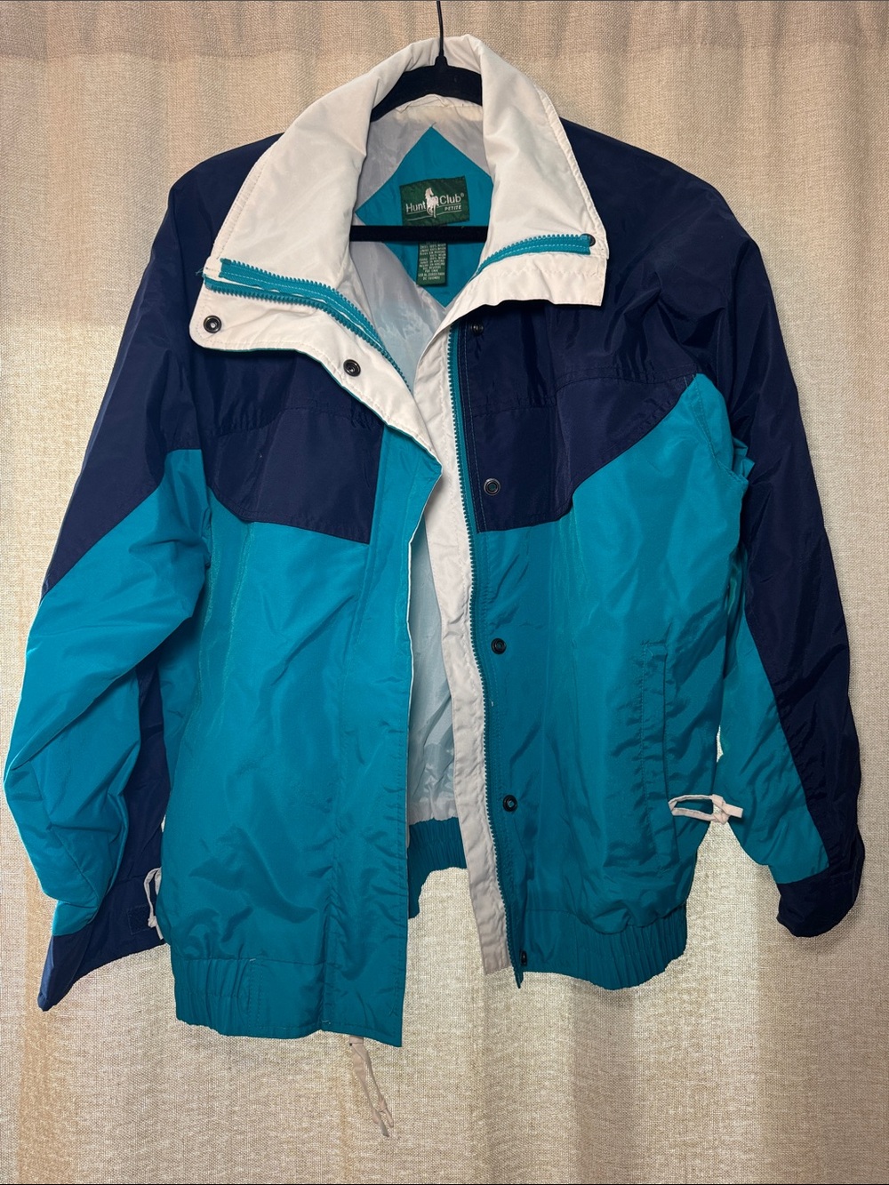 Retro 80s 90s 2000s Hunt Club Teal & Navy Colorblock Windbreaker Size Medium